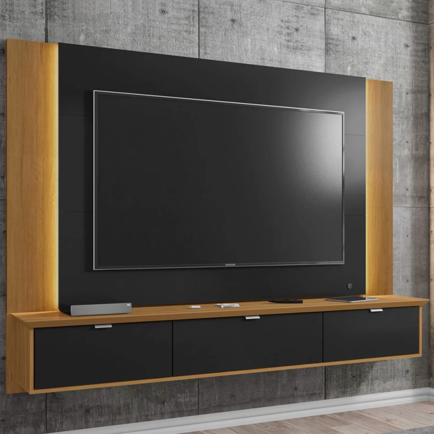 Panel Rack Tv 70" Qatar Negro Canela