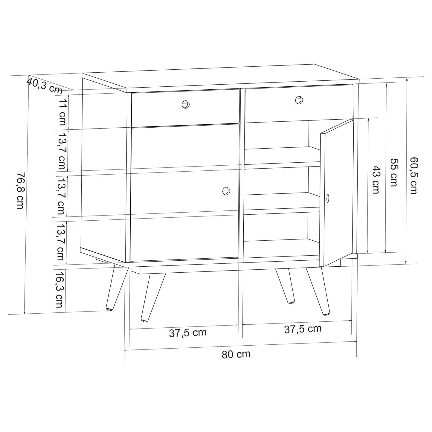 Aparador Buffet Retro 90 Blanco