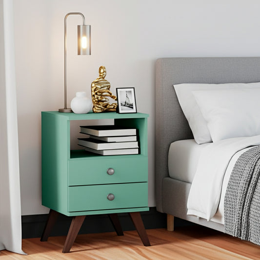 Velador 2 Cajones Retro Oliva