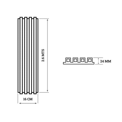 Panel PVC Revestimiento Muros y Cielos 2,6m x 16cm x 24mm Café