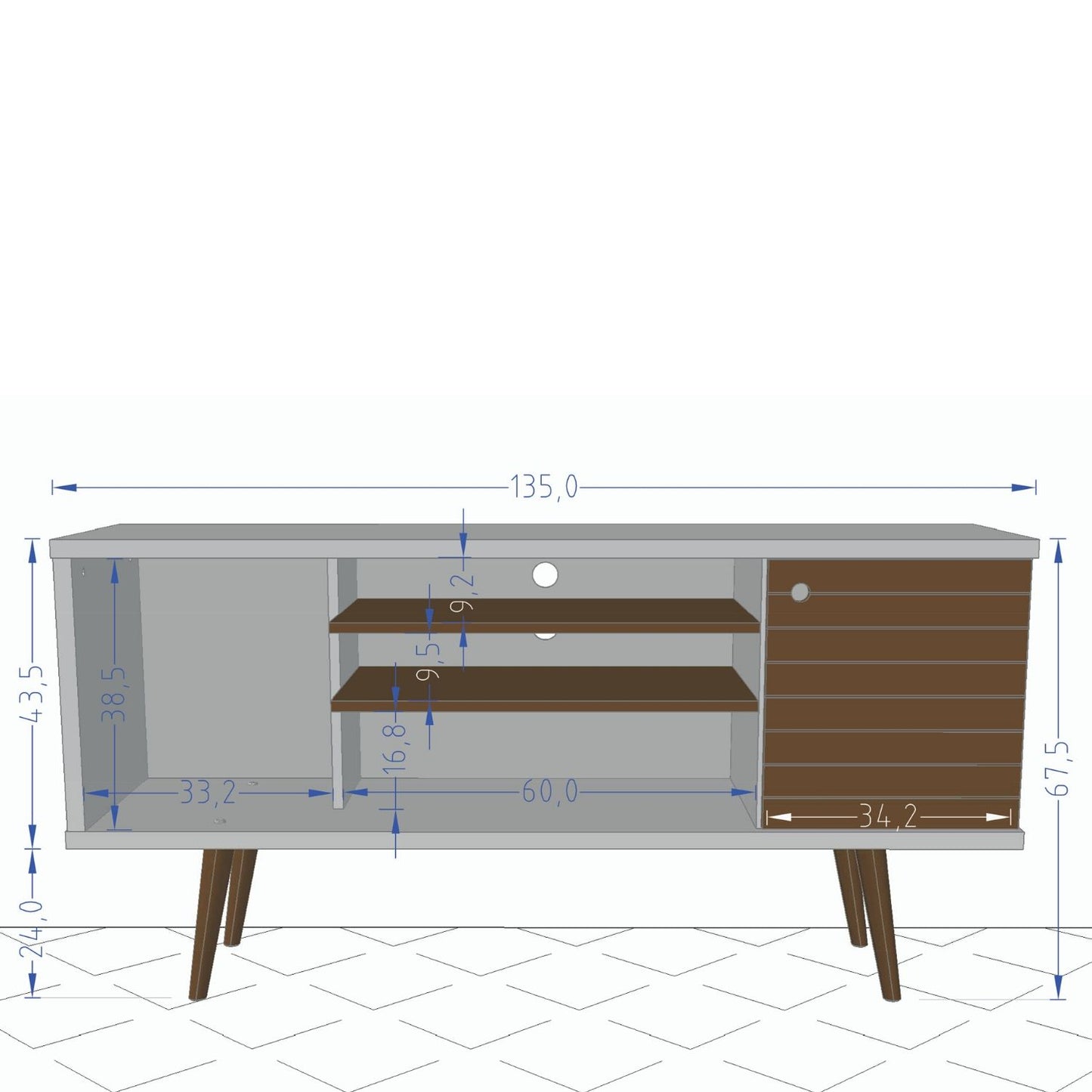 Rack Tv 55" Safira Blanco Invierno Canela