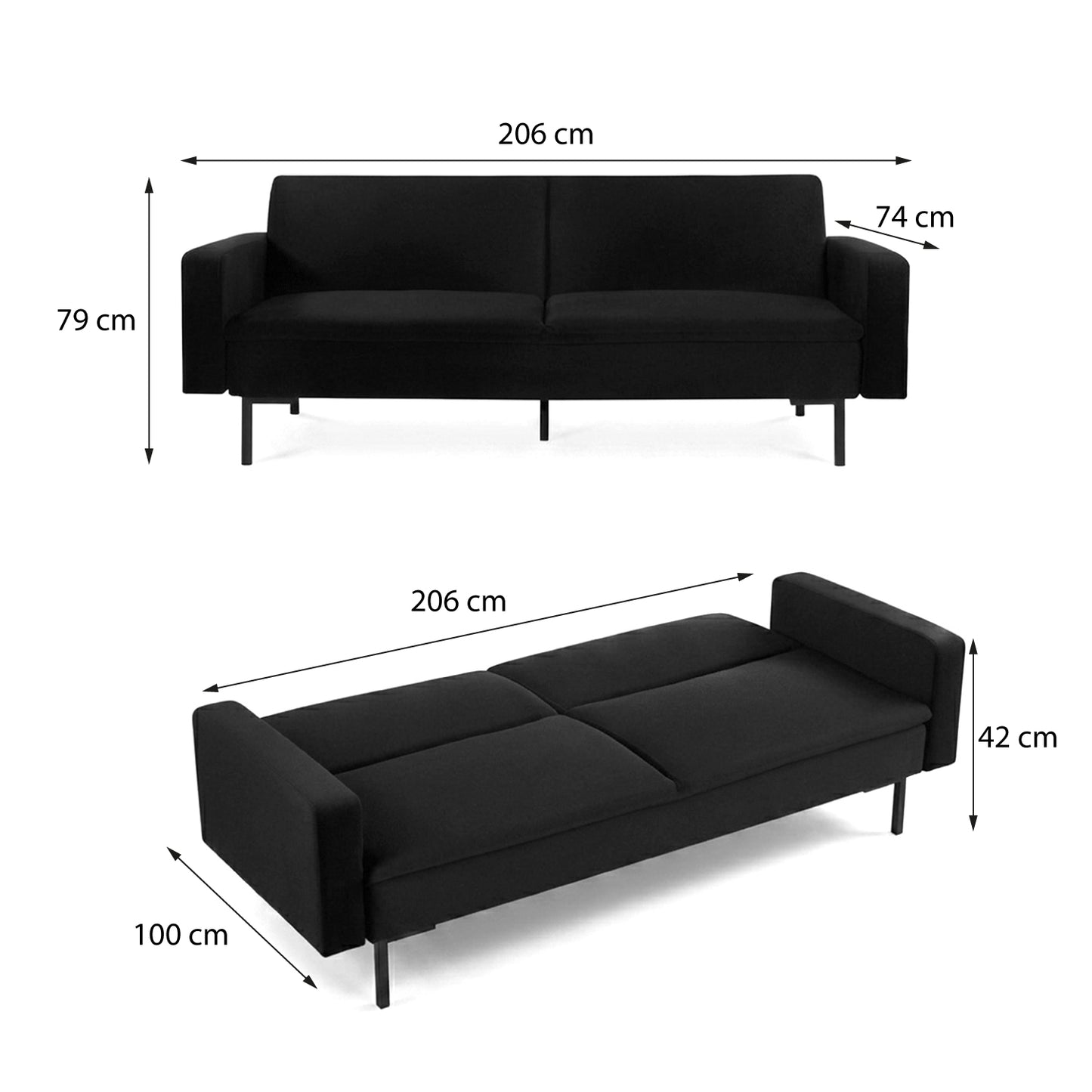 Sofá Cama Hoga Pleasure Azul Eléctrico