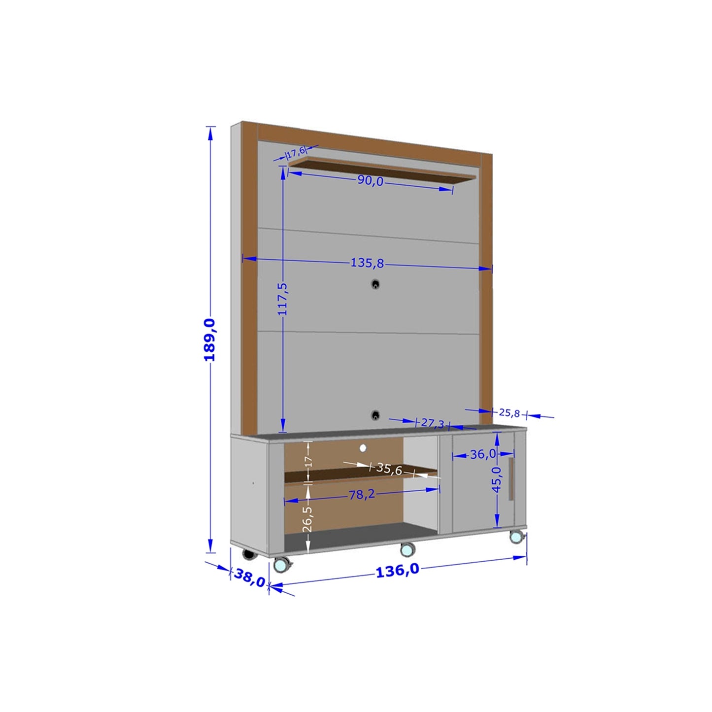 Centro de Entretenimiento Rack Tv 55" Smart Negro Canela