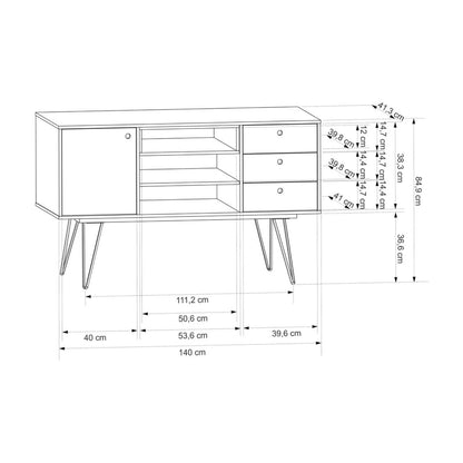 Aparador Buffet Retro Taranto Azul Navy