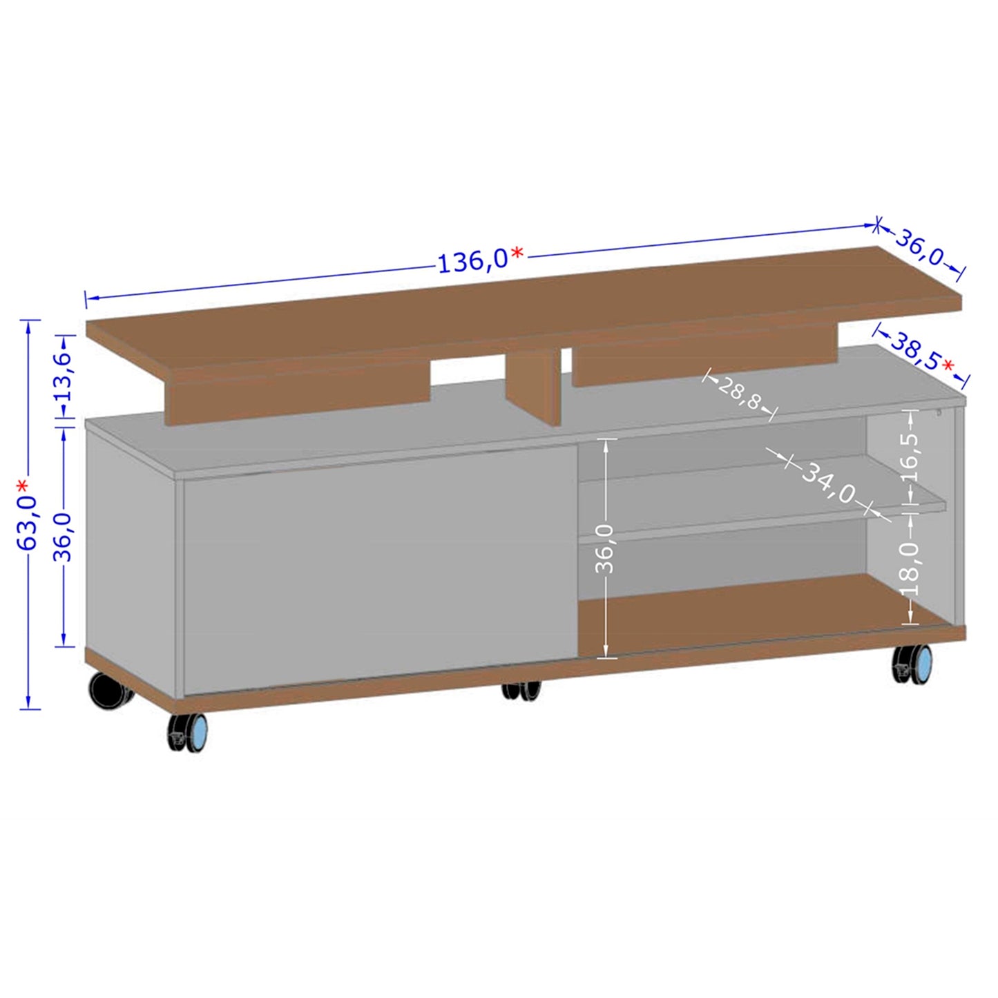 Rack Tv 52" Topazio Canela Blanco Invierno