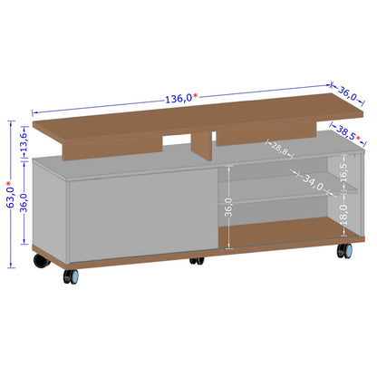 Rack Tv 52" Topazio Canela Blanco Invierno