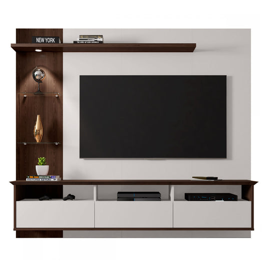 Panel Rack Tv 60" Trend Blanco Invierno Nogal