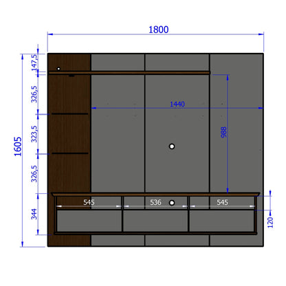 Panel Rack Tv 60 Trend Blanco Invierno Nogal