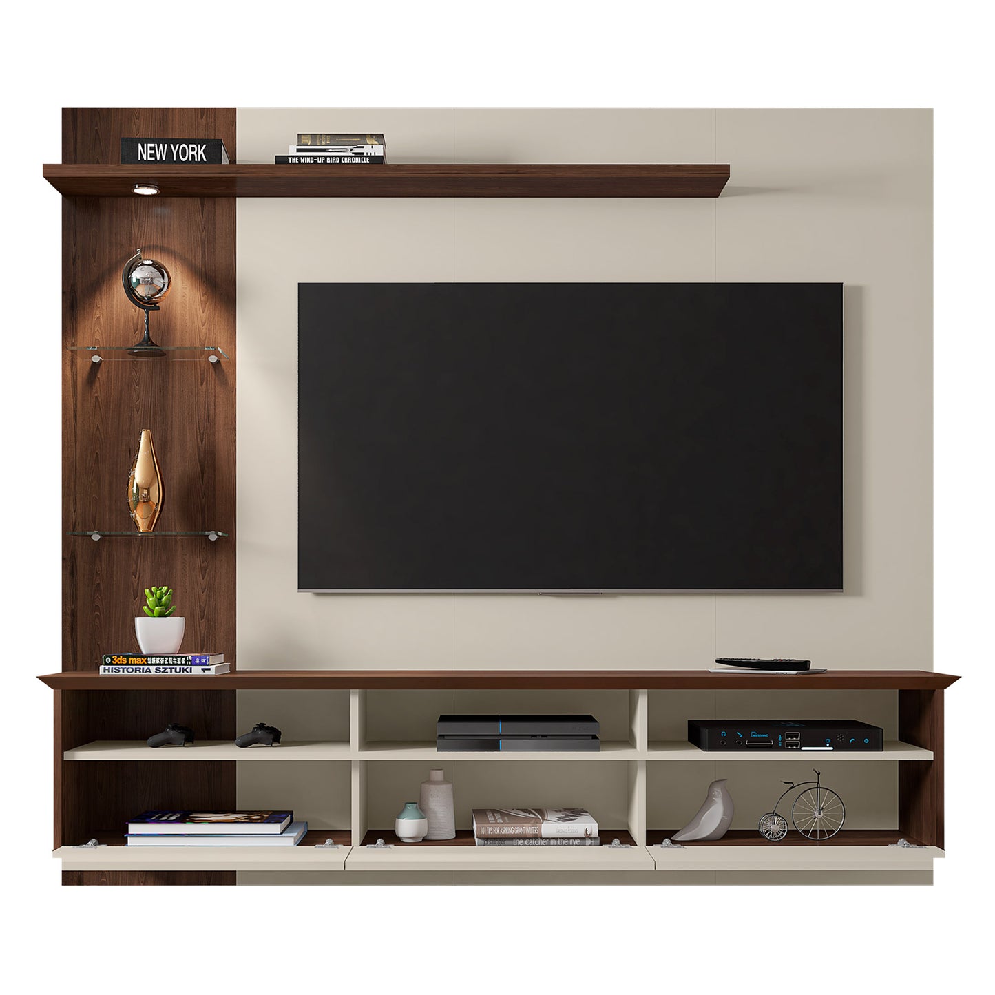 Panel Rack Tv 60 Trend Blanco Invierno Nogal