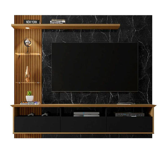 Panel Rack Tv 60" Trend Negro Canela Marmol