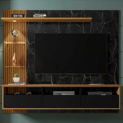 Panel Rack Tv 60" Trend Negro Canela Marmol