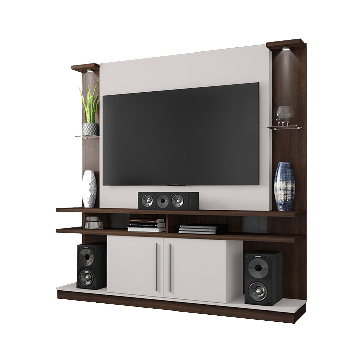 Centro de Entretenimiento Rack Tv 60" York Nogal Blanco Invierno