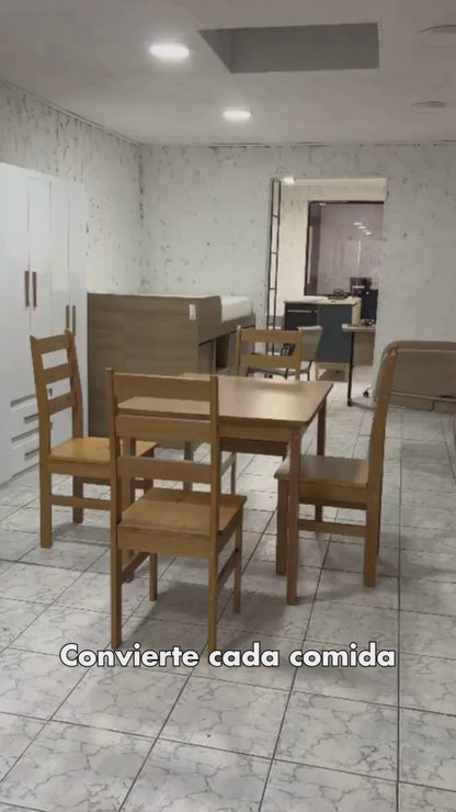 Set de Comedor con 4 Sillas 100% Madera Hoga Bella Nogal