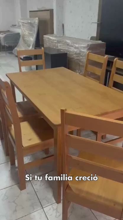 Set de Comedor con 6 Sillas 100% Madera Hoga Bella Nogal