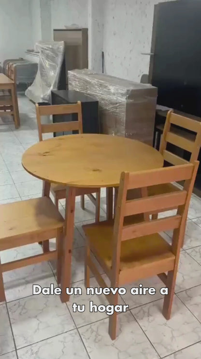 Set de Comedor con 4 Sillas 100% Madera Hoga Irlanda Nogal