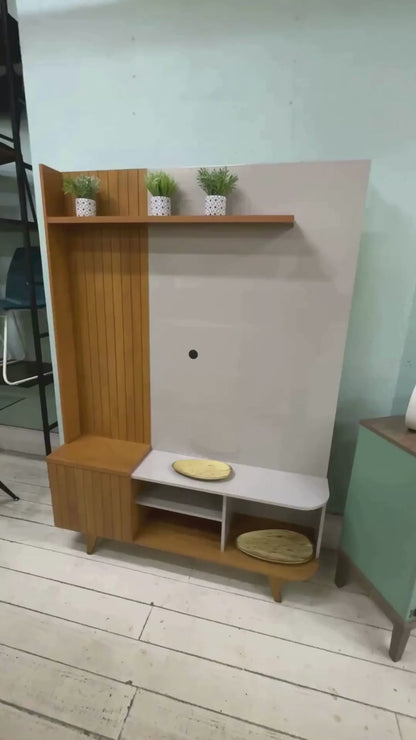 Centro de Entretenimiento Rack Tv 55" Hoga Corumbau Natural Blanco Invierno