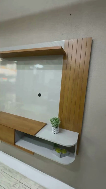 Panel Rack Tv 55" Hoga Paraty Natural Blanco Invierno